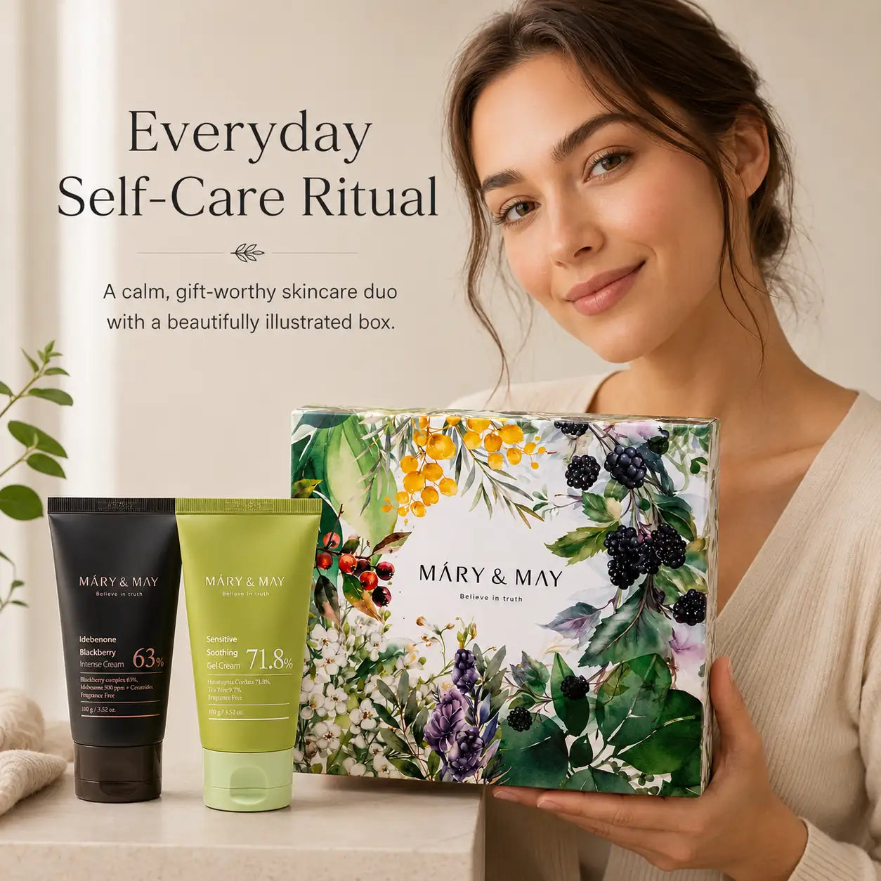 Mary&May Soothing Gel Cream+Idebenone Blackberry Cream Duo Set x2 100g 100g x2