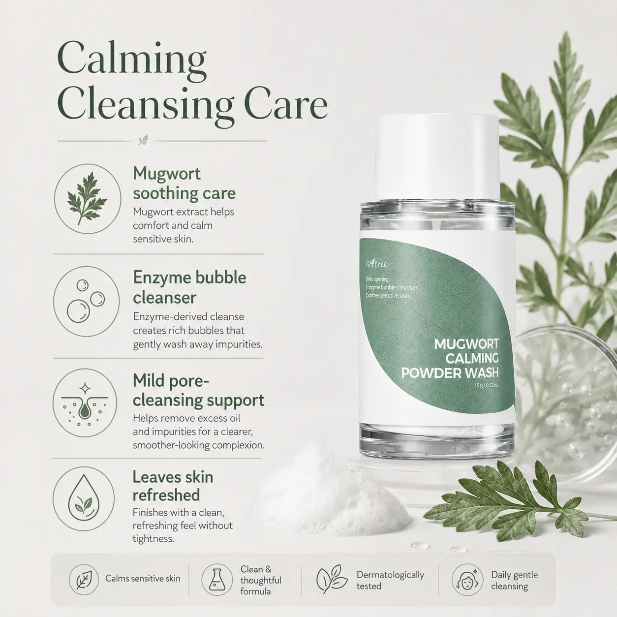 Isntree Mugwort Calming Powder Wash 15g