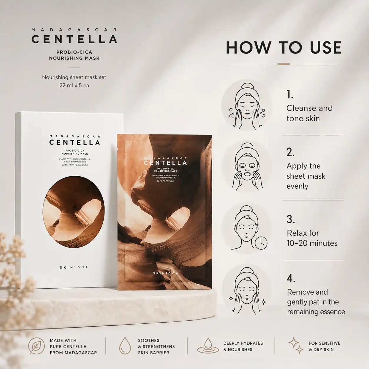 SKIN1004 Madagascar Centella Probio-Cica Nourishing Mask 5EA 23ml