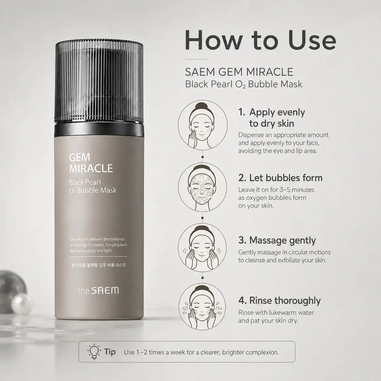 The Saem Gem Miracle Black Pearl 02 Bubble Mask 105g