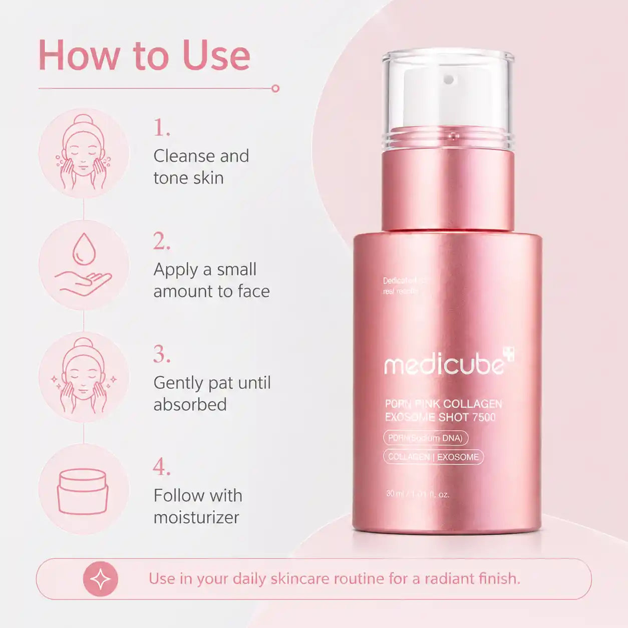 Medicube PDRN Pink Collagen Exosome Shot Ampoule 2000 30ml