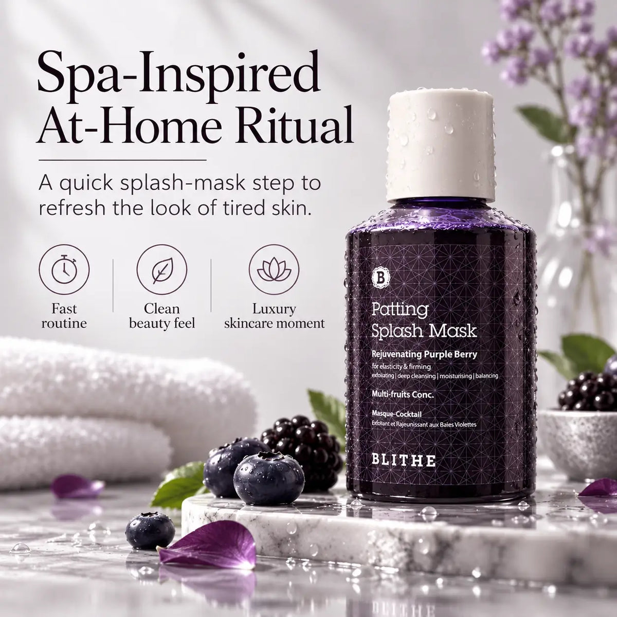 BLITHE Patting Splash Mask Rejuvenating Purple Berry 150ml