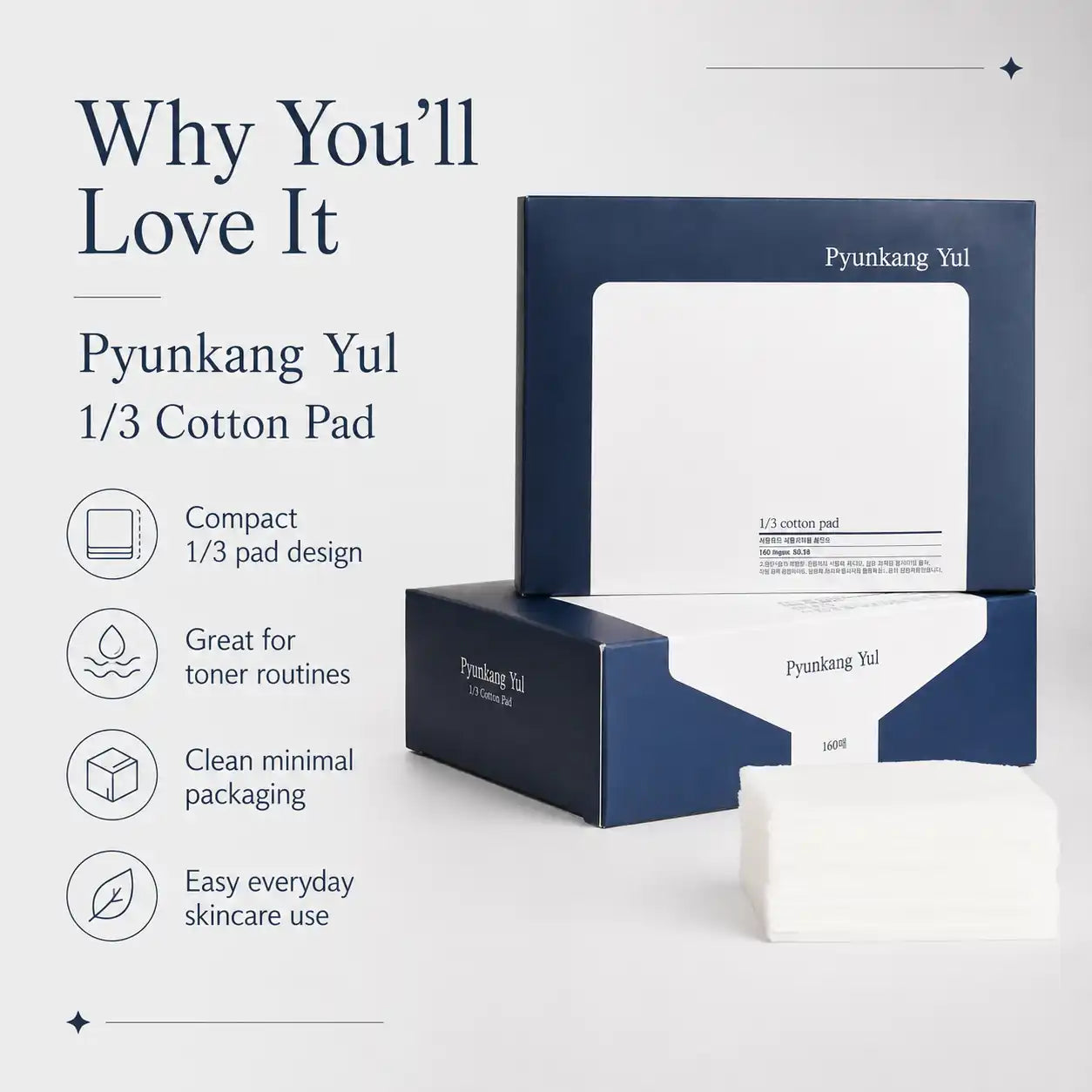 Pyunkang Yul 1/3 Cotton Pad 160ea