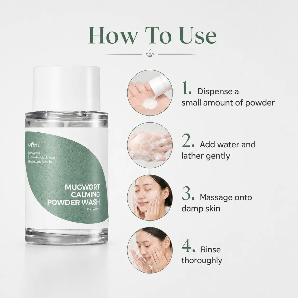 Isntree Mugwort Calming Powder Wash 15g