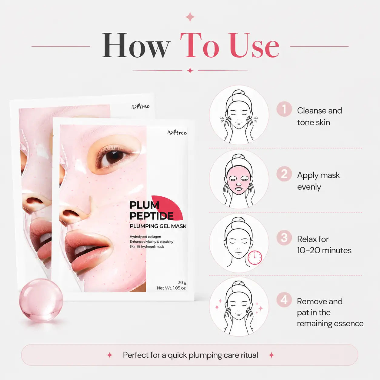 Isntree Plum Peptide Plumping Gel Mask x4 30g
