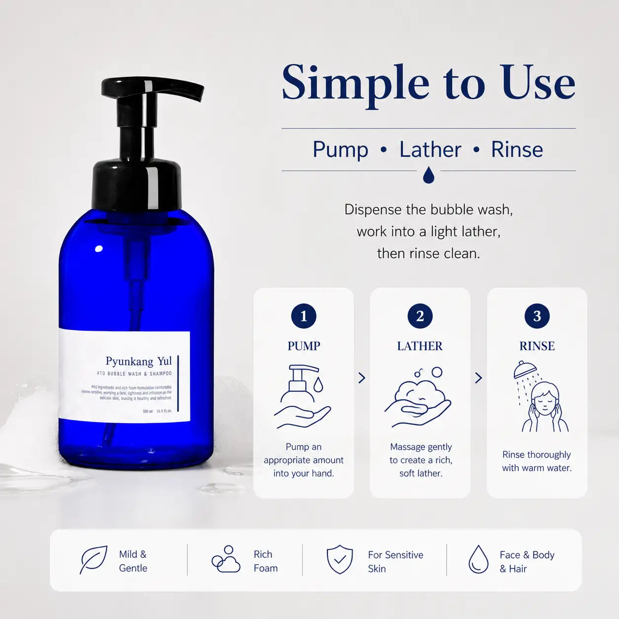 Pyunkang Yul Ato Bubble Wash & Shampoo 500ml