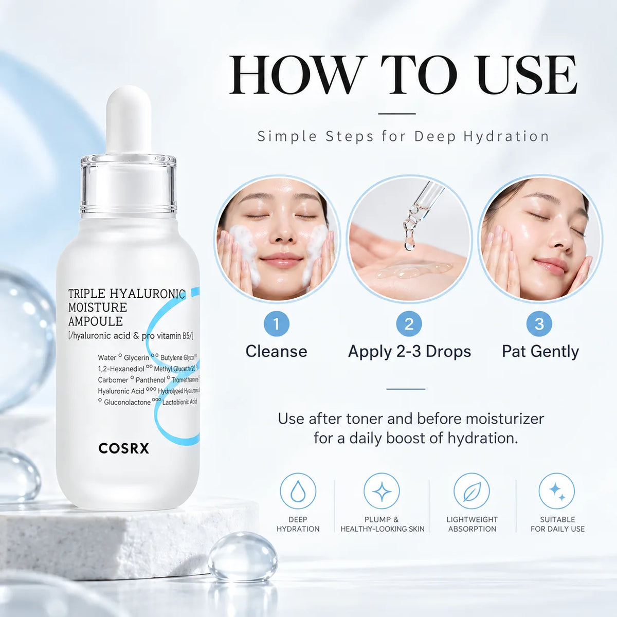 COSRX Hydrium Triple Hyaluronic Moisture Ampoule 40ml