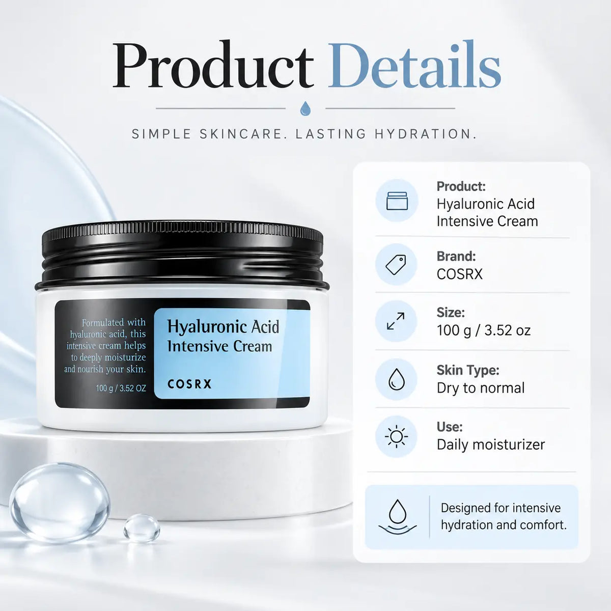 COSRX Hyaluronic Acid Intensive Cream 100ml