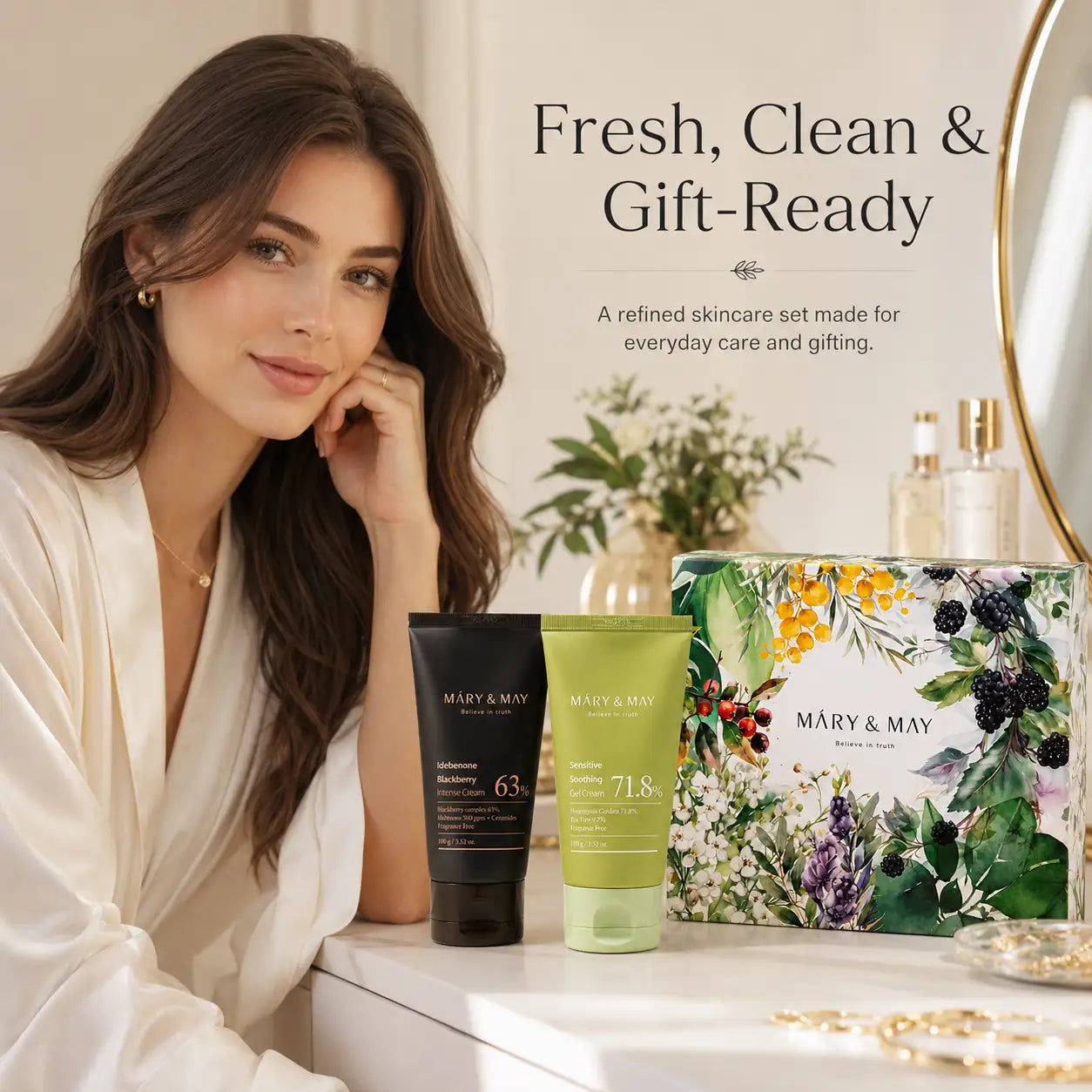 Mary&May Soothing Gel Cream+Idebenone Blackberry Cream Duo Set x2 100g 100g x2