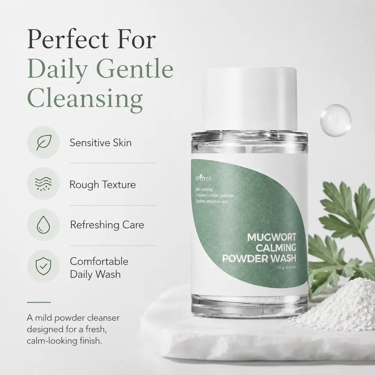 Isntree Mugwort Calming Powder Wash 15g