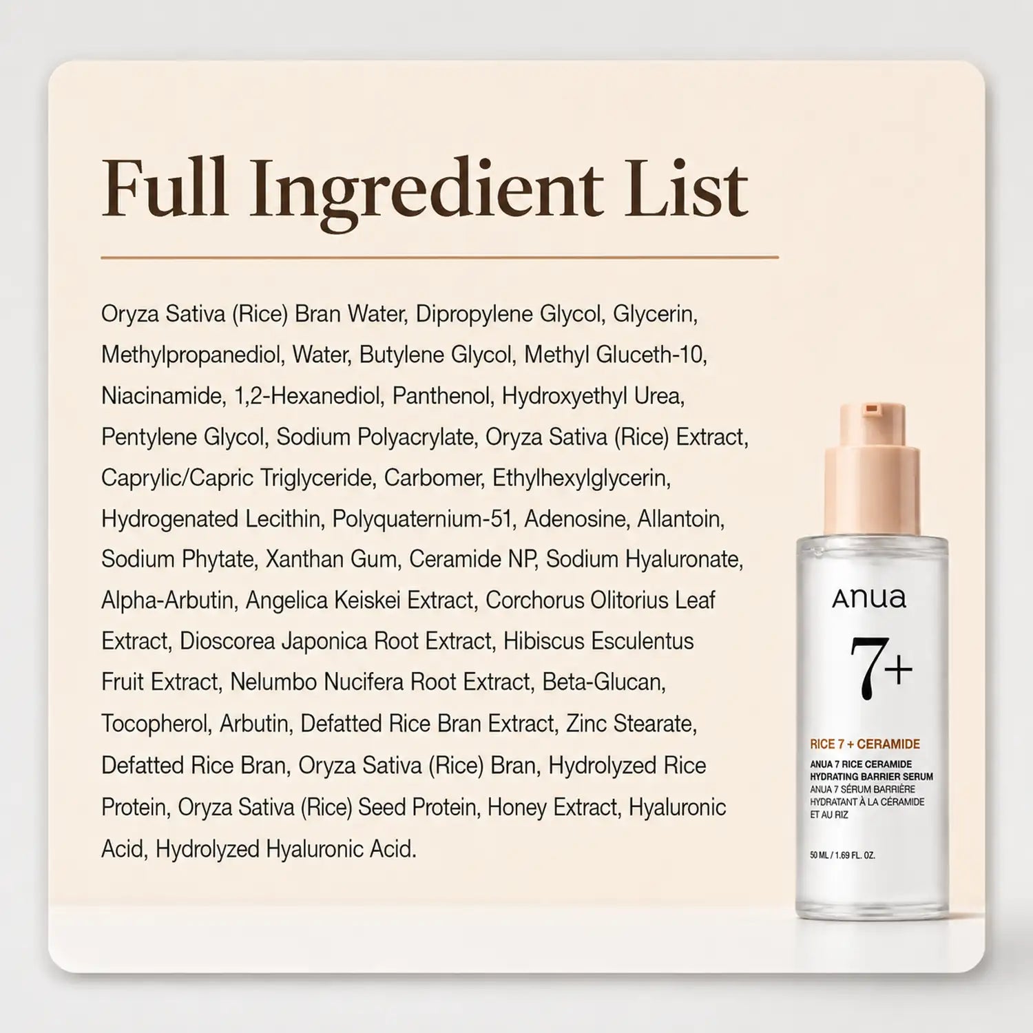 ANUA 7 Rice Ceramide Hydrating Barrier Serum 50ml