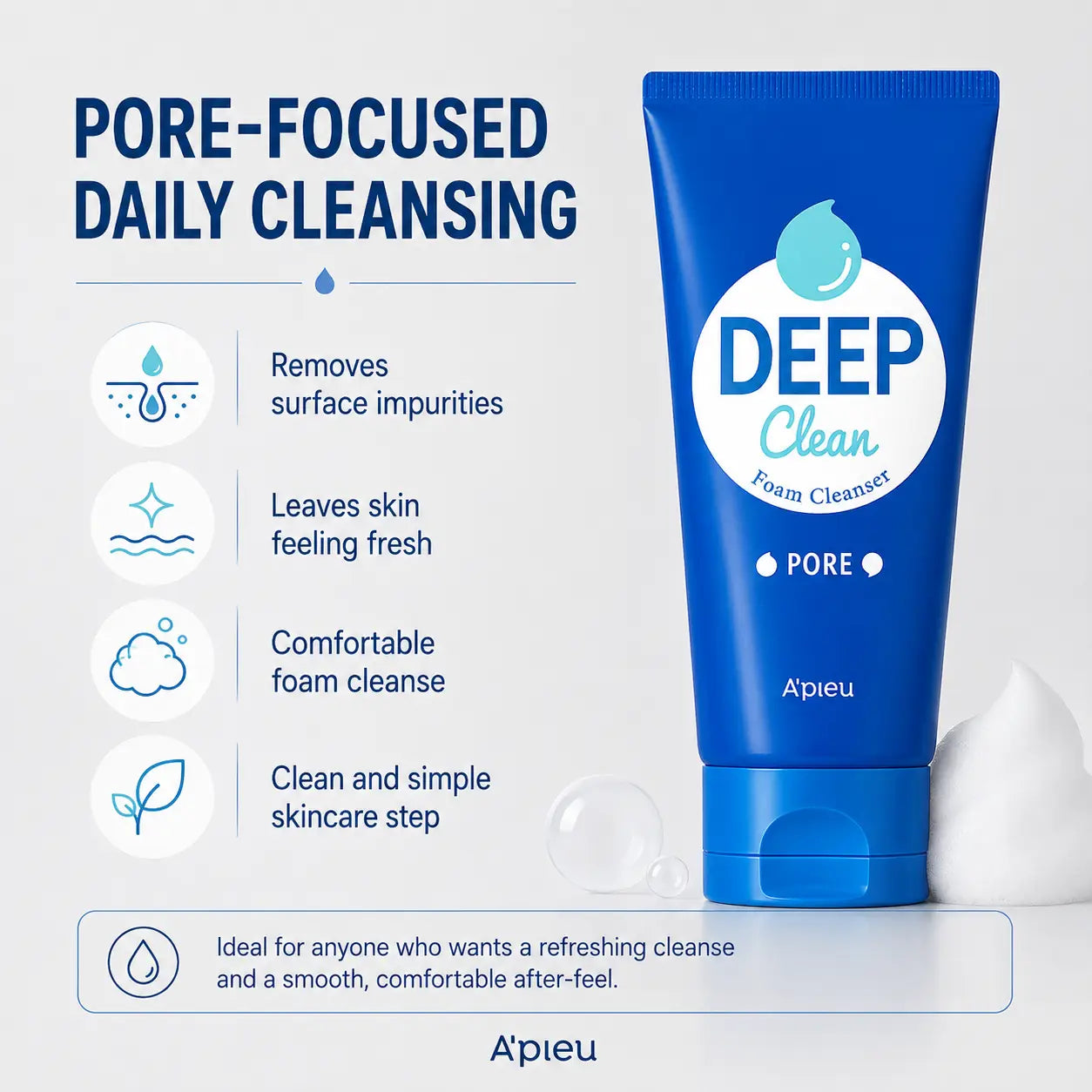 A'pieu Deep Clean Foam Cleanser [Pore] 130ml