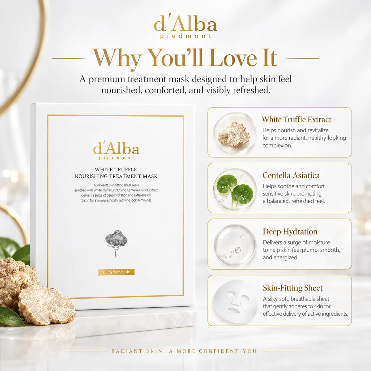 d'Alba White Truffle Nourishing care Mask x 5pcs 25ml X 5ea 25ml 5ea 5pcs