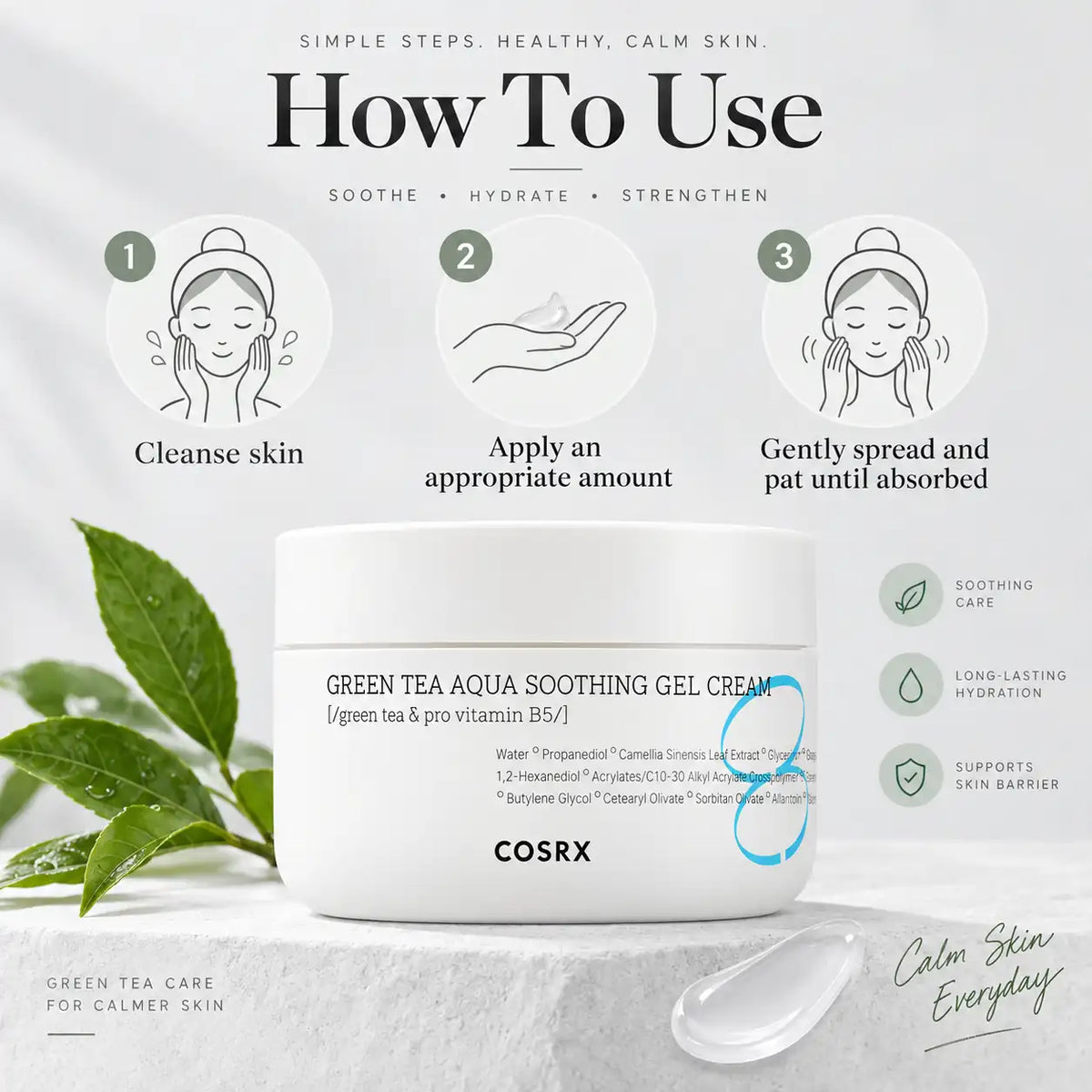 COSRX Hydrium Green Tea Aqua Soothing Gel Cream 50ml