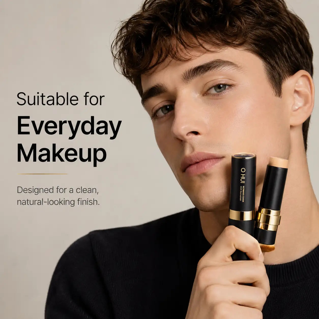stick foundation brush being cleaned