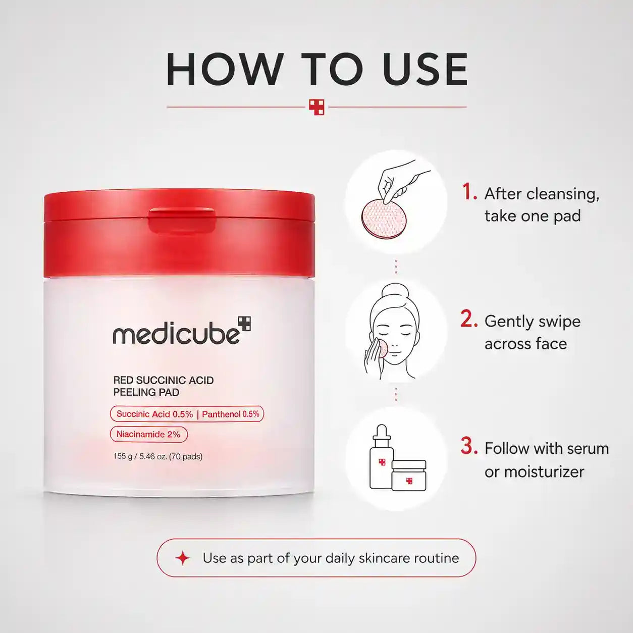Medicube Red Succinic Acid Peeling Pads 70pcs