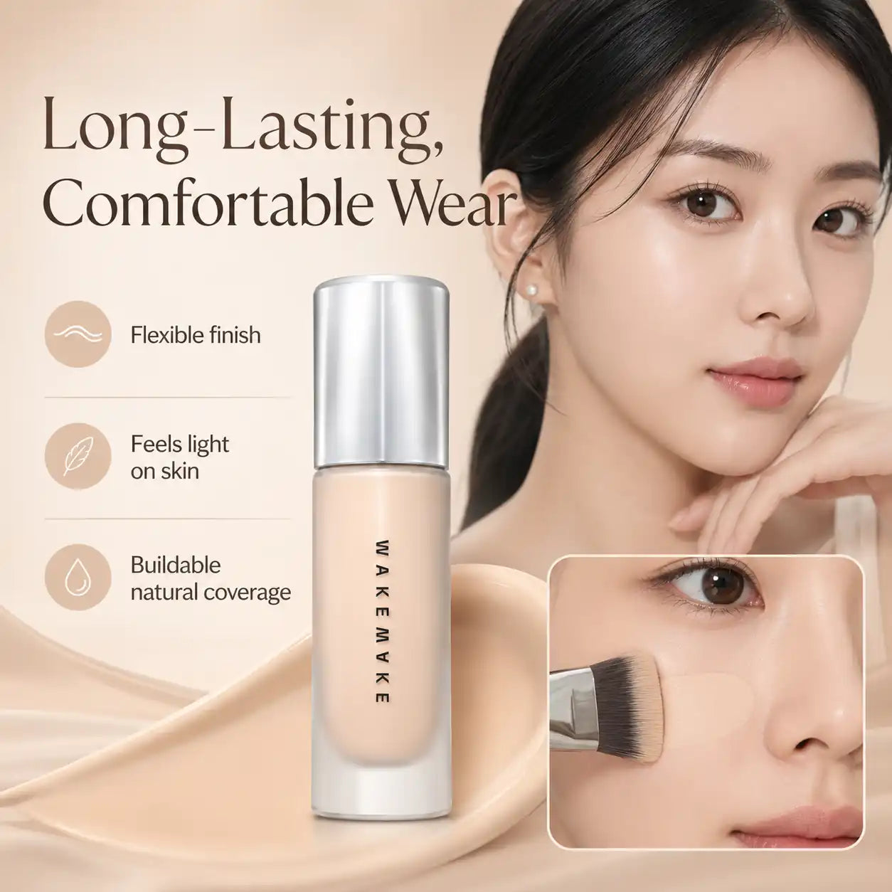 WAKEMAKE Water Velvet Cover Foundation 5 Colors 30ML 30ML 5 Colors