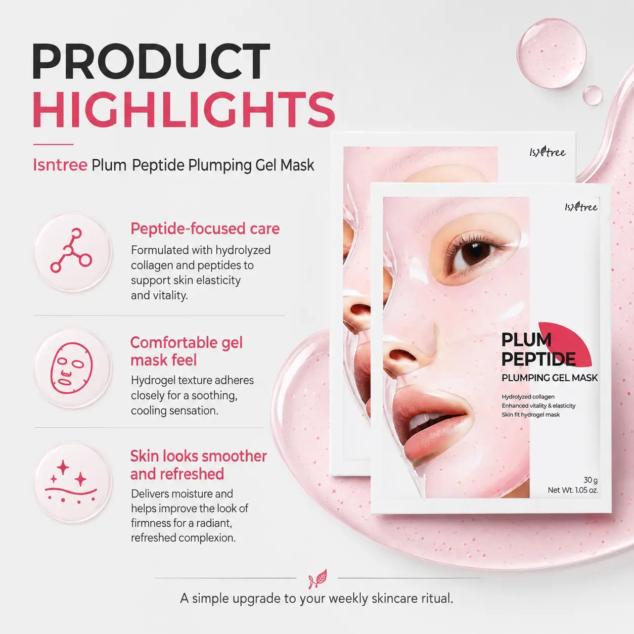 Isntree Plum Peptide Plumping Gel Mask 30g