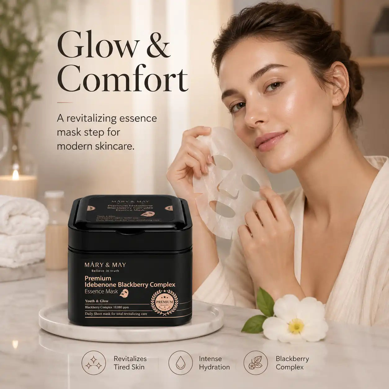 Mary&May Premium Idebenone Blackberry Complex Essence Mask 250g 20EA 20EA 250g