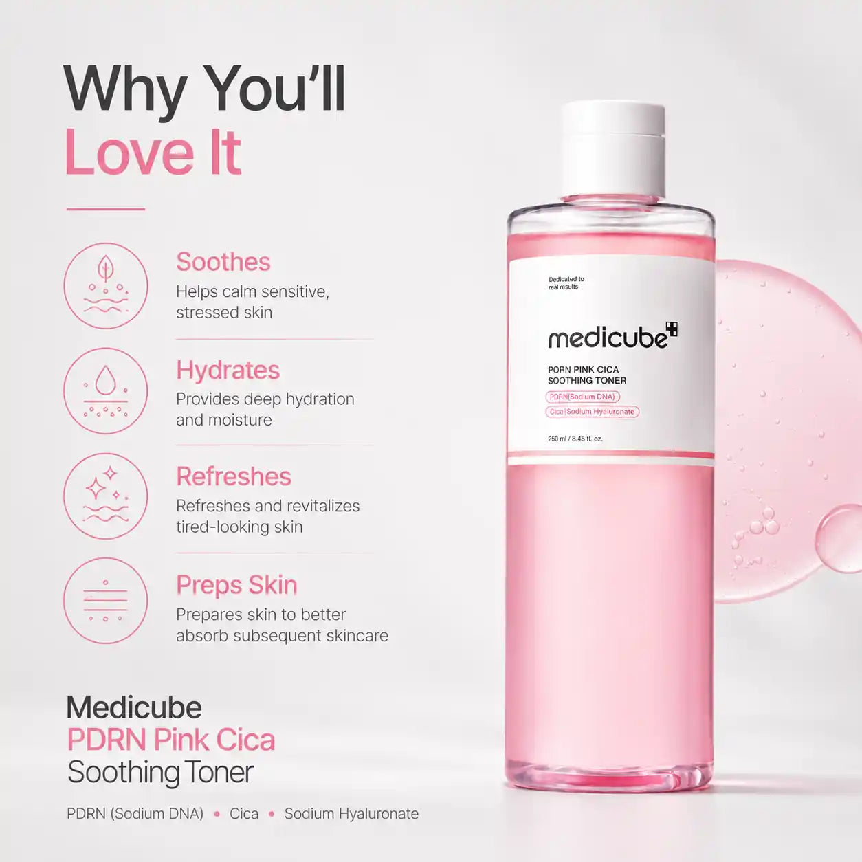 Medicube PDRN Pink Cica Soothing Toner 250ml