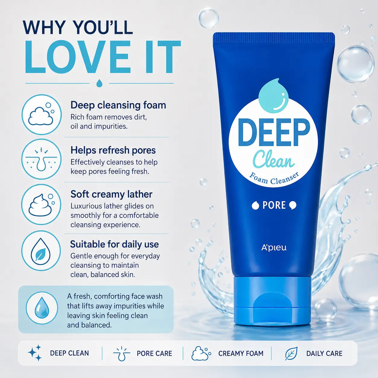 A'pieu Deep Clean Foam Cleanser [Pore] 130ml