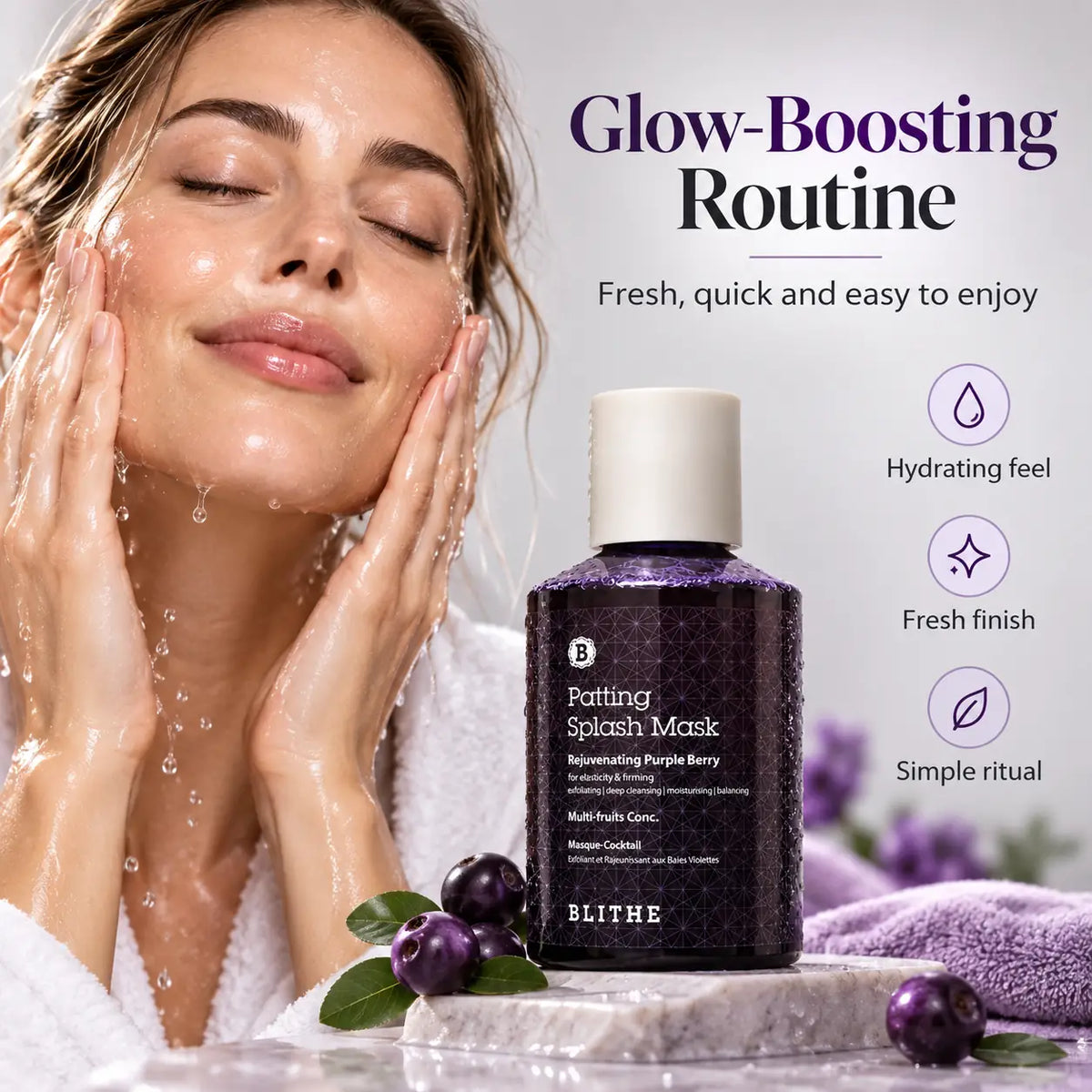 BLITHE Patting Splash Mask Rejuvenating Purple Berry 150ml