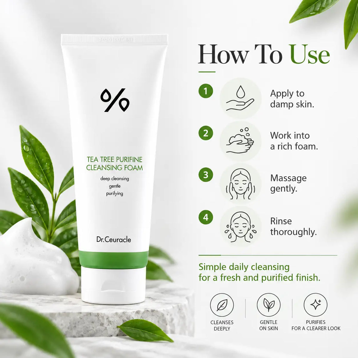 Dr. Ceuracle Tea Tree Purifine 30 Cleansing Foam 150g