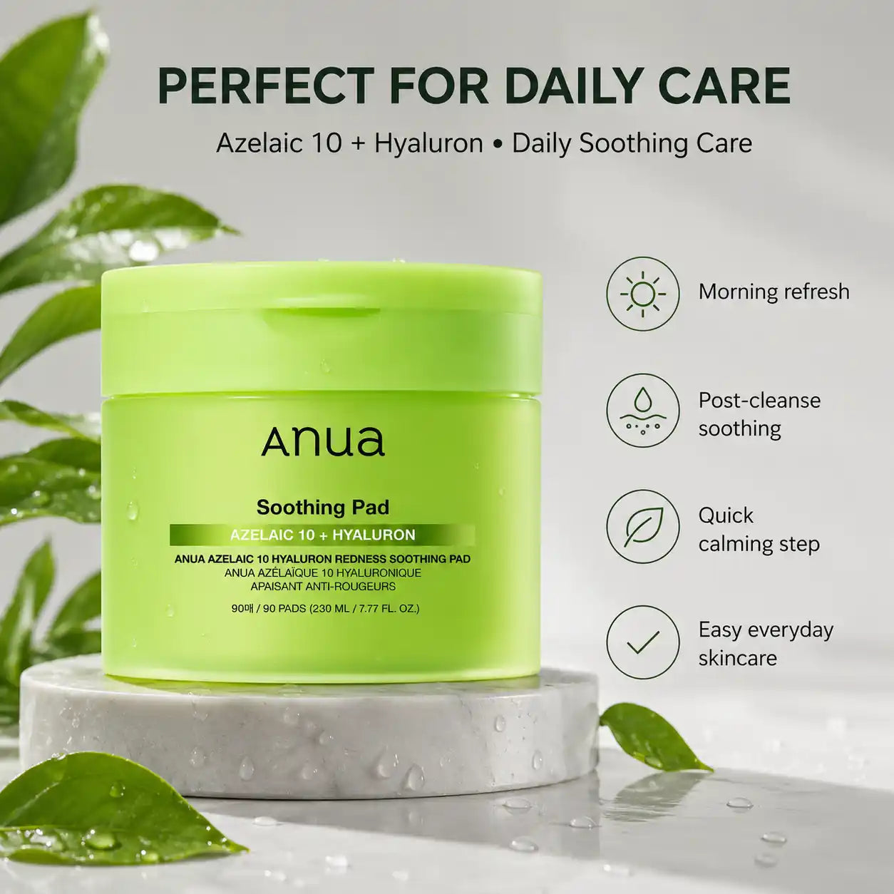 ANUA Azelaic 10 Hyaluron Redness Soothing Pad 90ea 230ml
