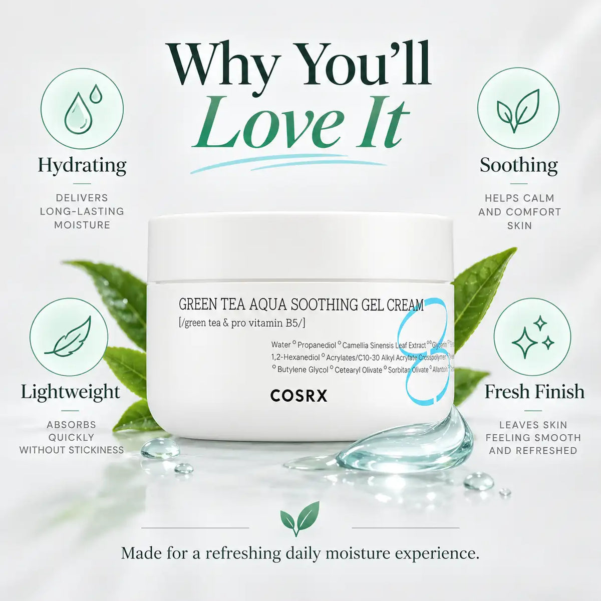 COSRX Hydrium Green Tea Aqua Soothing Gel Cream 50ml