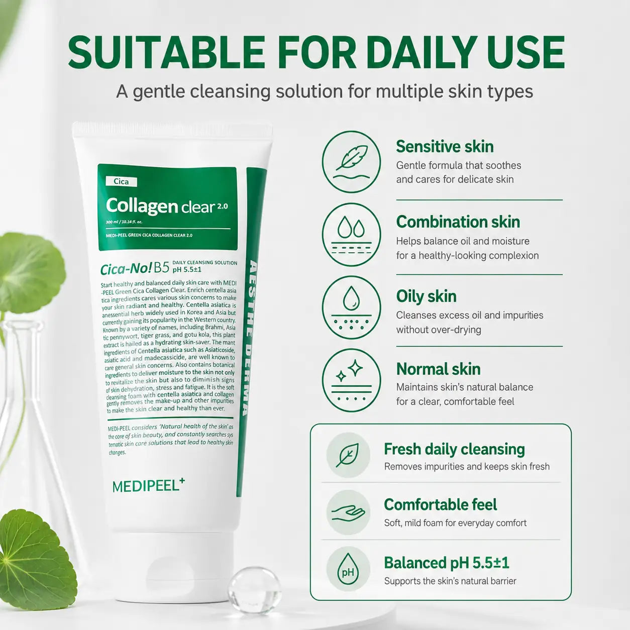 MEDI-PEEL Green Cica Collagen Clear 300ml Cleanser