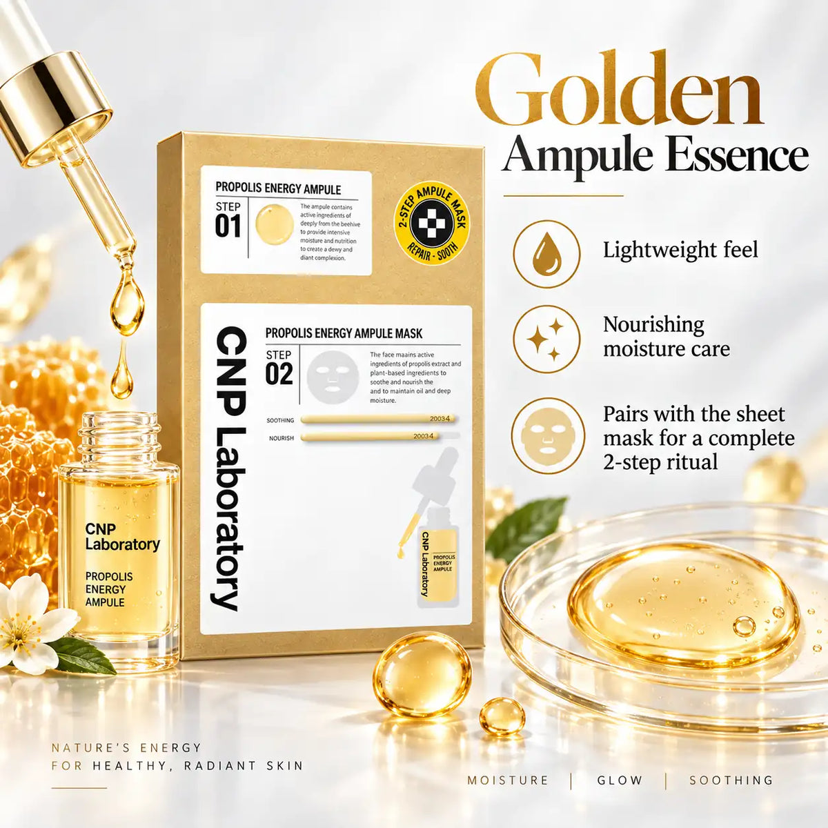 CNP Laboratory 2 Step Propolis Energy Active Ampule Mask ( ) 5 Sheets