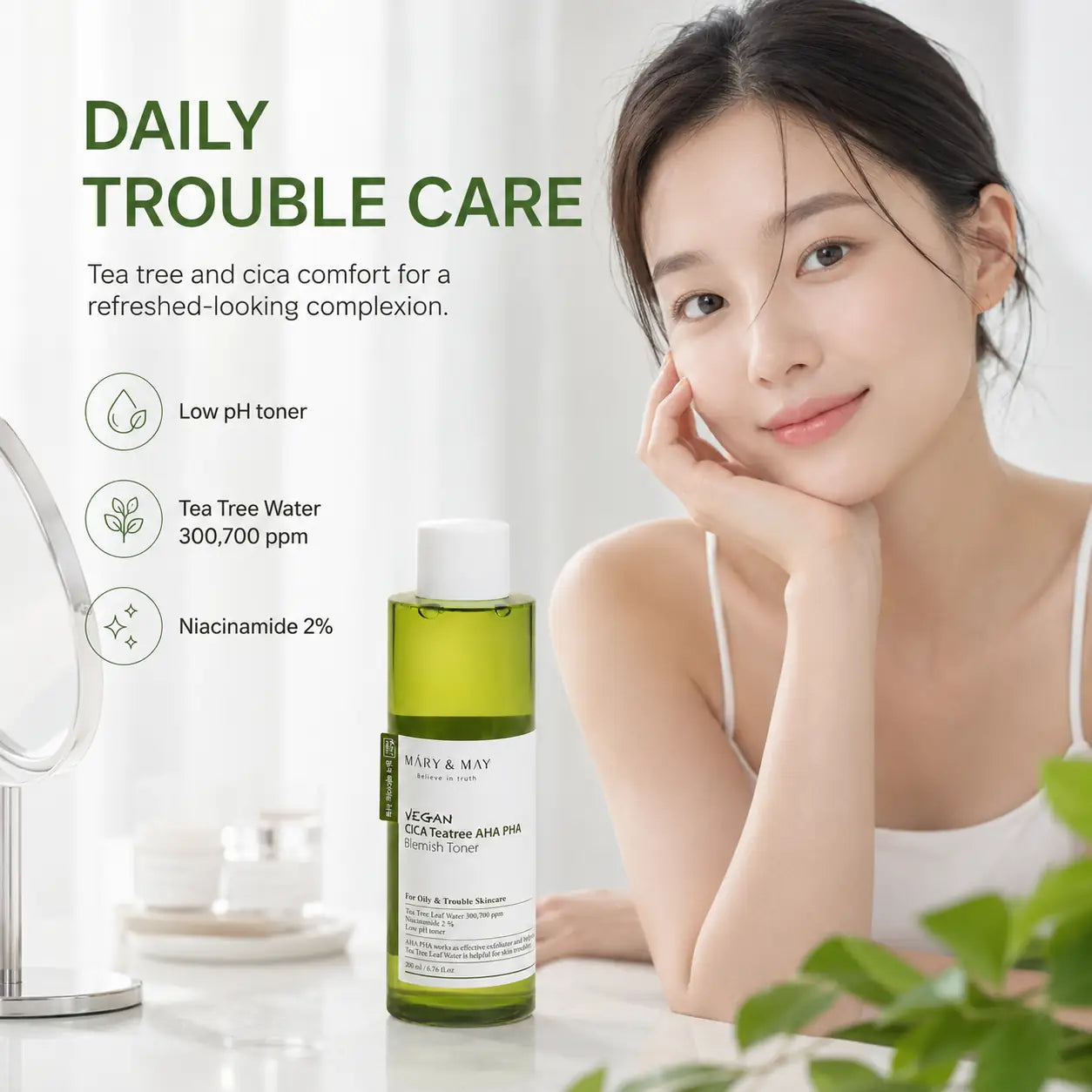 Mary&May Vegan CICA Tea Tree AHA PHA Blemish Toner 200ml