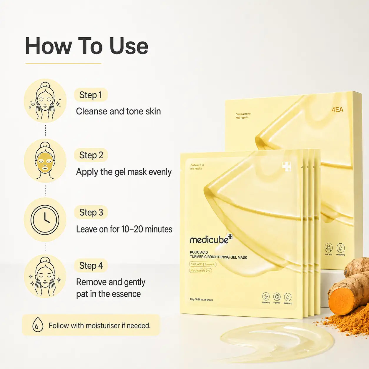 Medicube Kojic Acid Turmeric Brightening Gel Mask 4ea