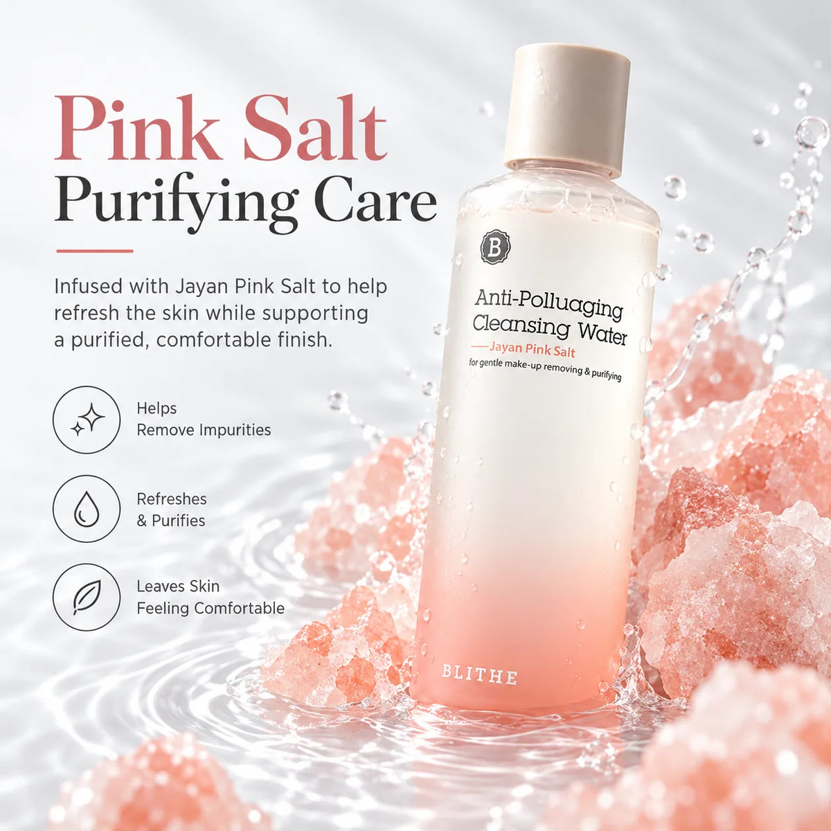 BLITHE Anti Polluaging Cleansing Water Himalayan Pink Salt 250ml