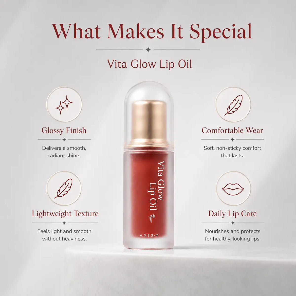 AXIS-Y Vegan Lip Oil for Glowing Lips 3 Colors 4.5g