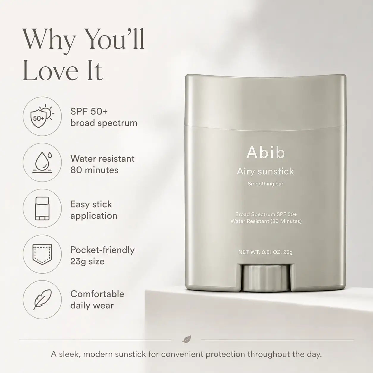 Abib Airy Sunstick Smoothing Bar SPF50+ PA++++ 23g