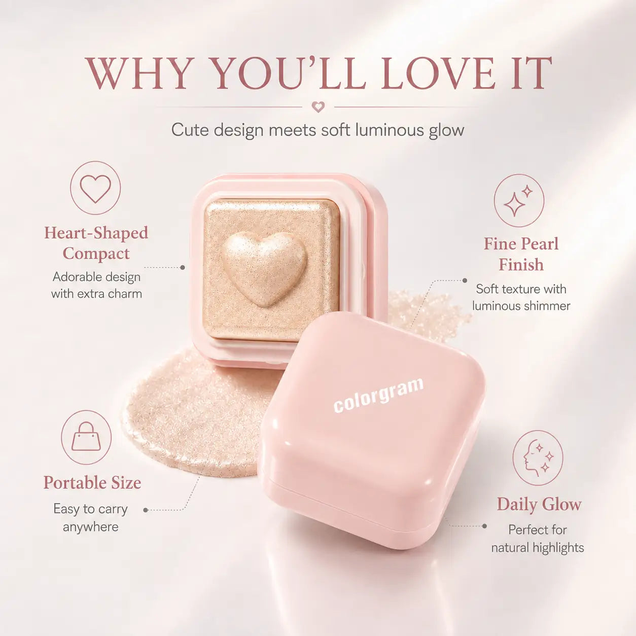 Colorgram Milk Bling Heartlighter 01 Peach Heart