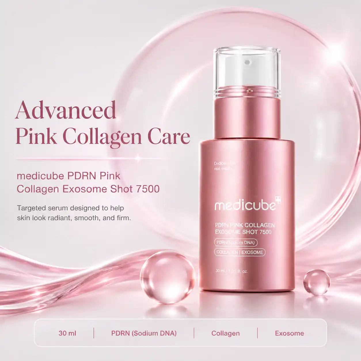 Medicube PDRN Pink Collagen Exosome Shot Ampoule 7500 30ml
