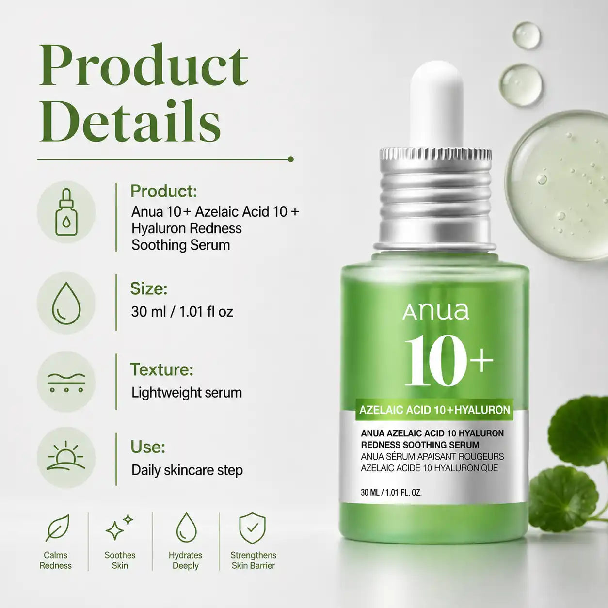 ANUA Azelaic Acid 10 Hyaluron Soothing Serum 30ml