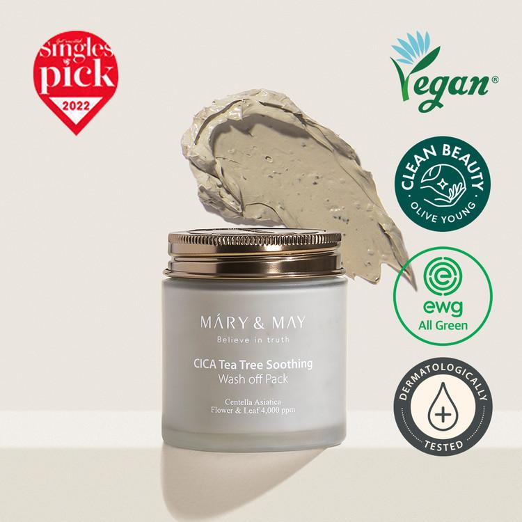 [MARY&MAY] Cica Tea Tree Soothing Vegan Wash Off Mask Pack 125g - Enrapturecosmetics