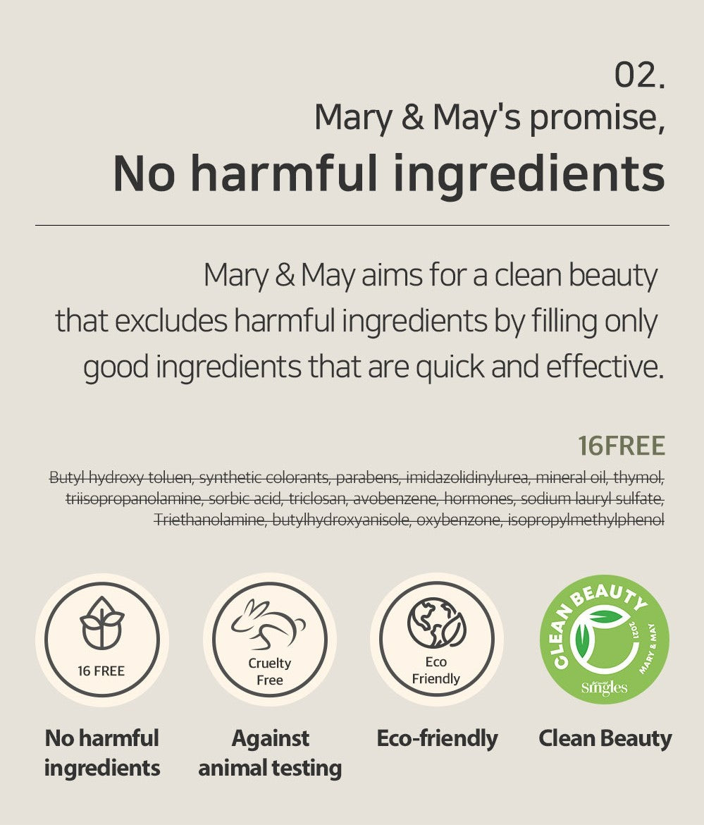 Mary&May CICA Houttuynia Cordata Tea Tree Calming Mask Pack 30 Sheets Korean toner product image