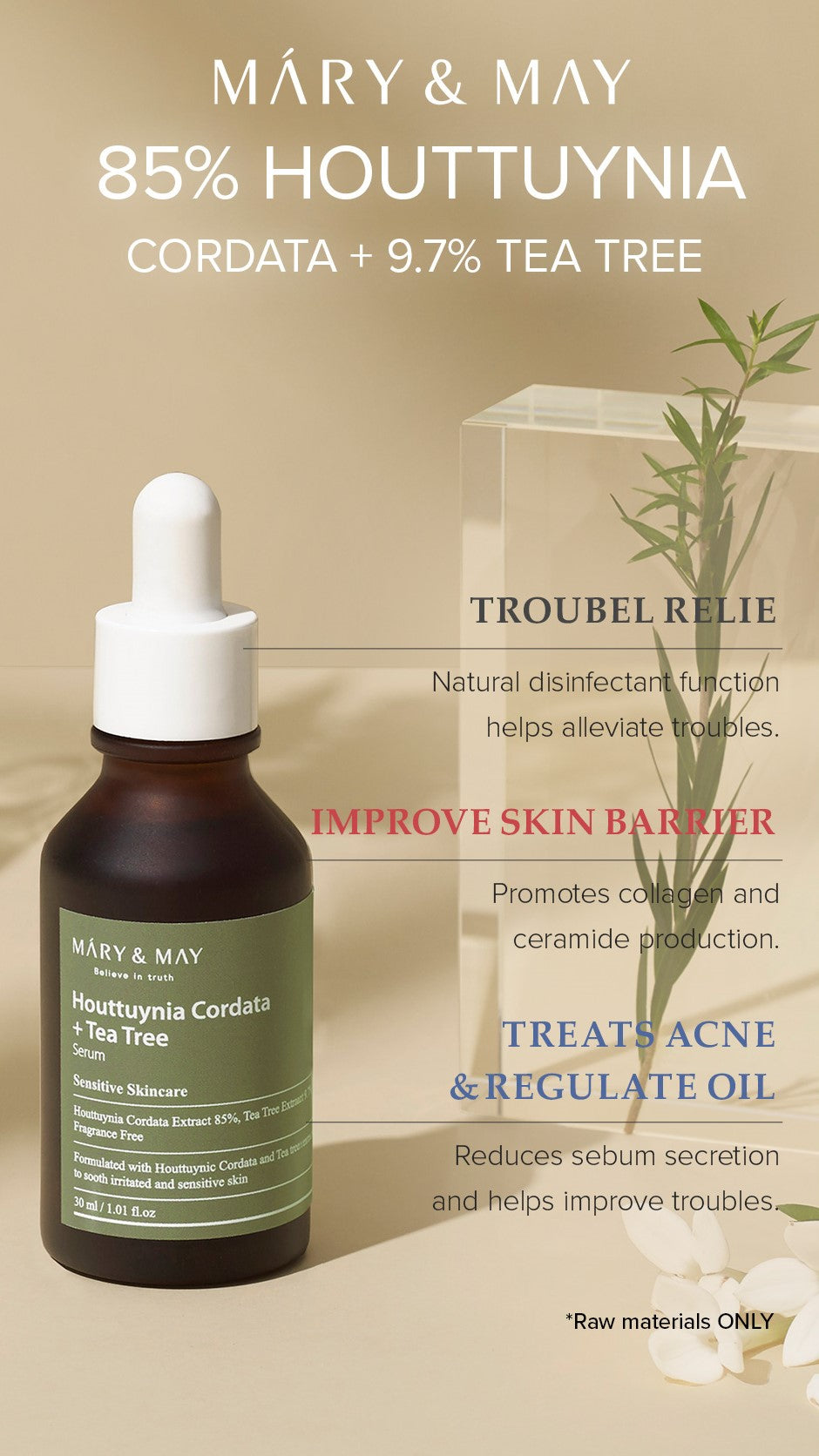 Mary&May Houttuynia Cordata +Tea Tree Serum 30ml Korean essence product image