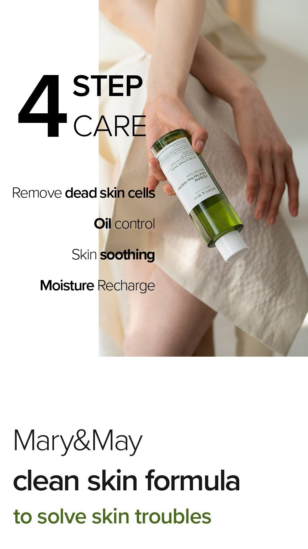 Mary&May Vegan CICA Tea Tree AHA PHA Blemish Toner 200ml Korean toner product image