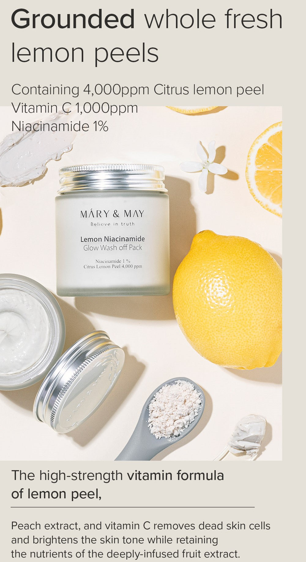 Mary&May Lemon Niacinamide Glow Wash Off Pack 125g Korean skincare product image