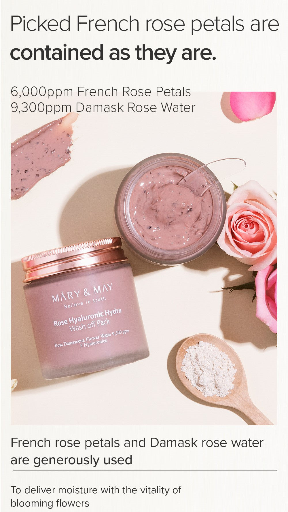 Mary&May Rose Hyaluronic Hydra Wash Off Pack 125g Korean skincare product image