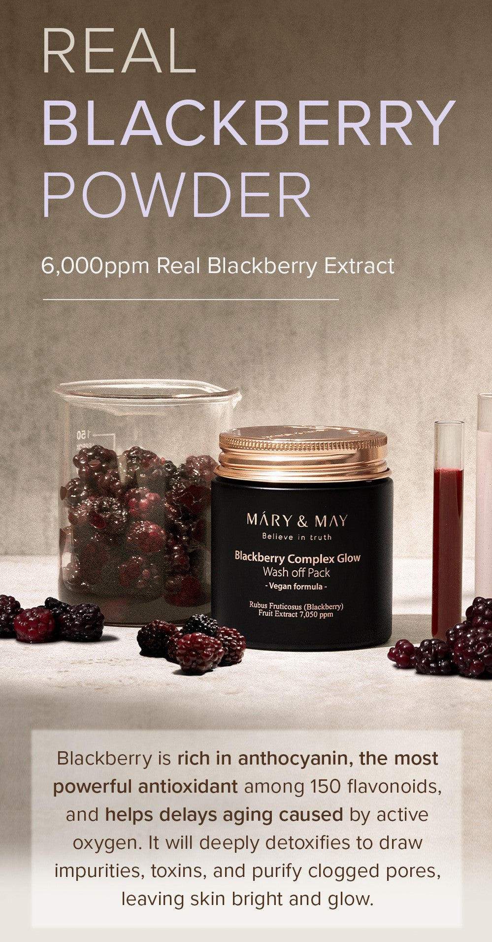 Mary&May Blackberry Complex Glow Wash Off Pack 125g lifestyle shot