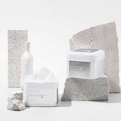 Mary&May Brightening Mask applied to face showing sheet fit