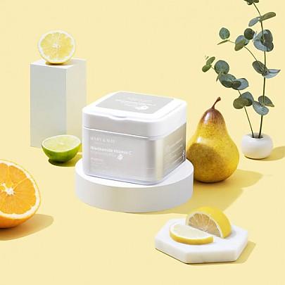 Back of Mary&May Niacinamide Vitamin C Mask box showing full INCI list