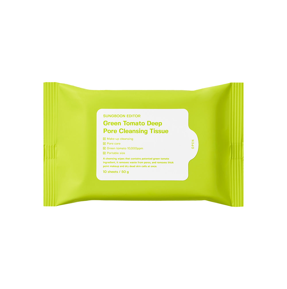 SUNGBOON EDITOR Green Tomato Deep Pore Cleansing Tissue 50g 10pcs Korean skincare product image