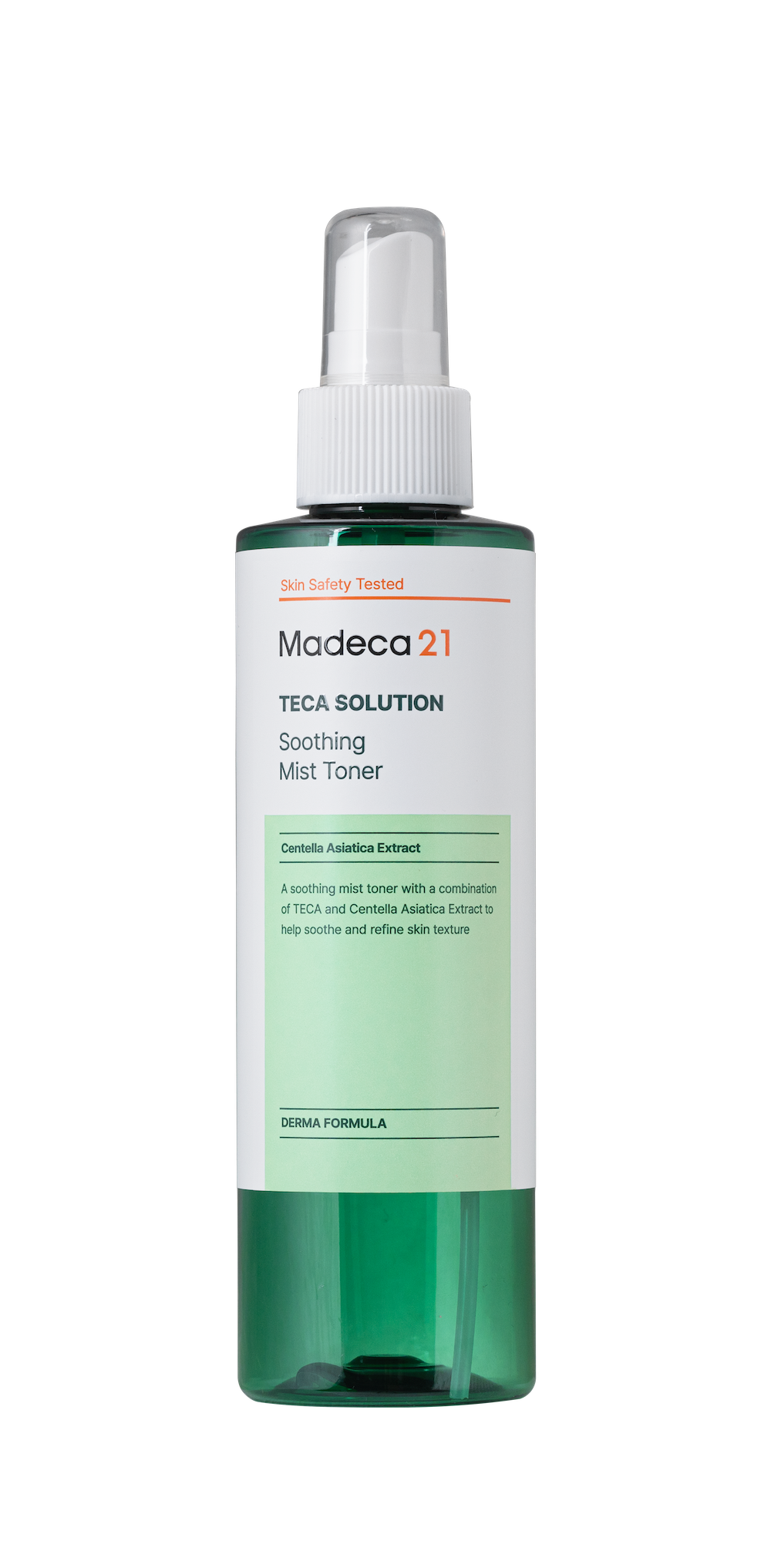 Madeca21 Teca Solution Soothing Mist Toner ingredient label close-up